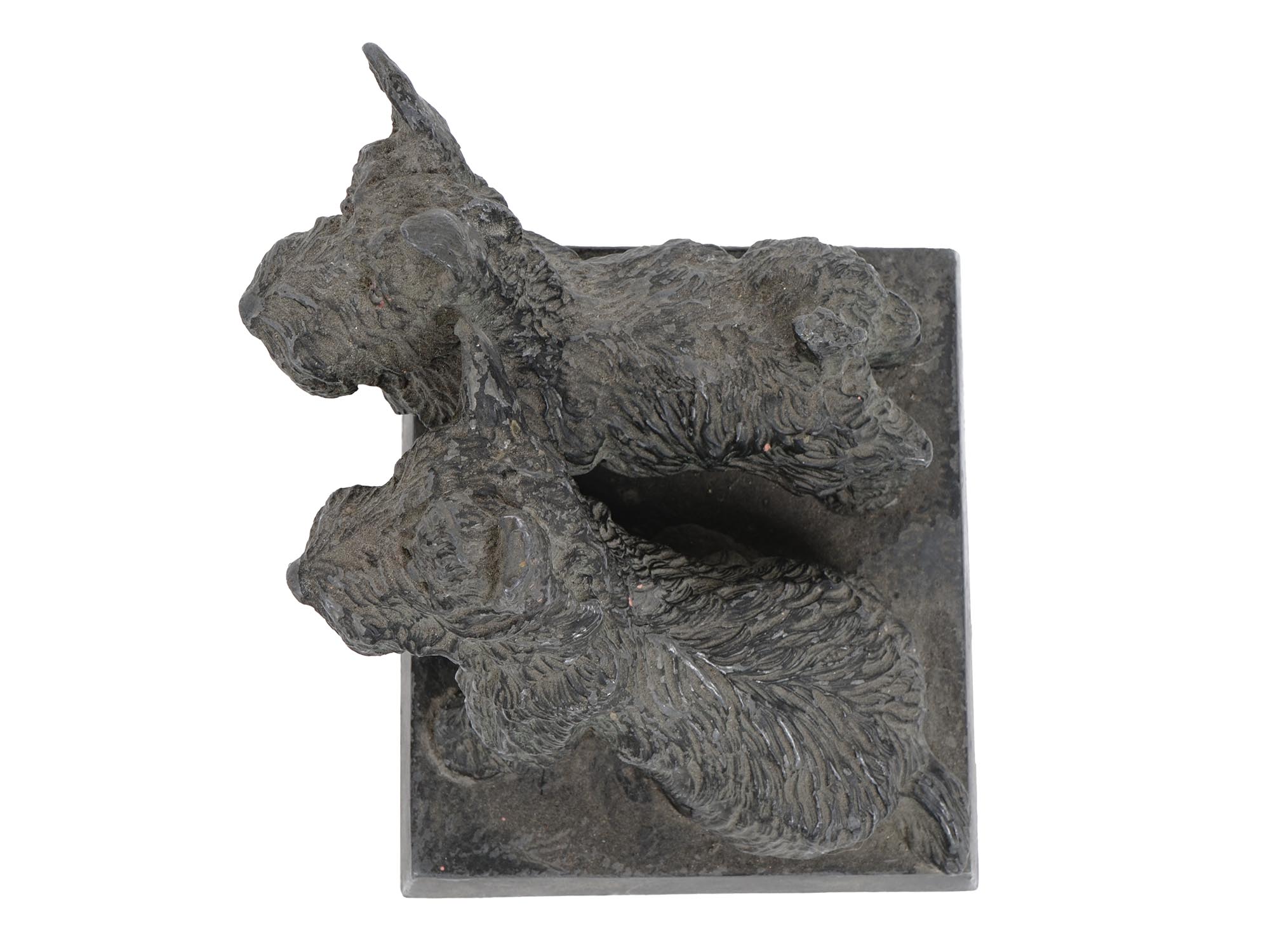 BRONZE PATINATED ALLOY FIGURE OF TERRIER DOGS PIC-6